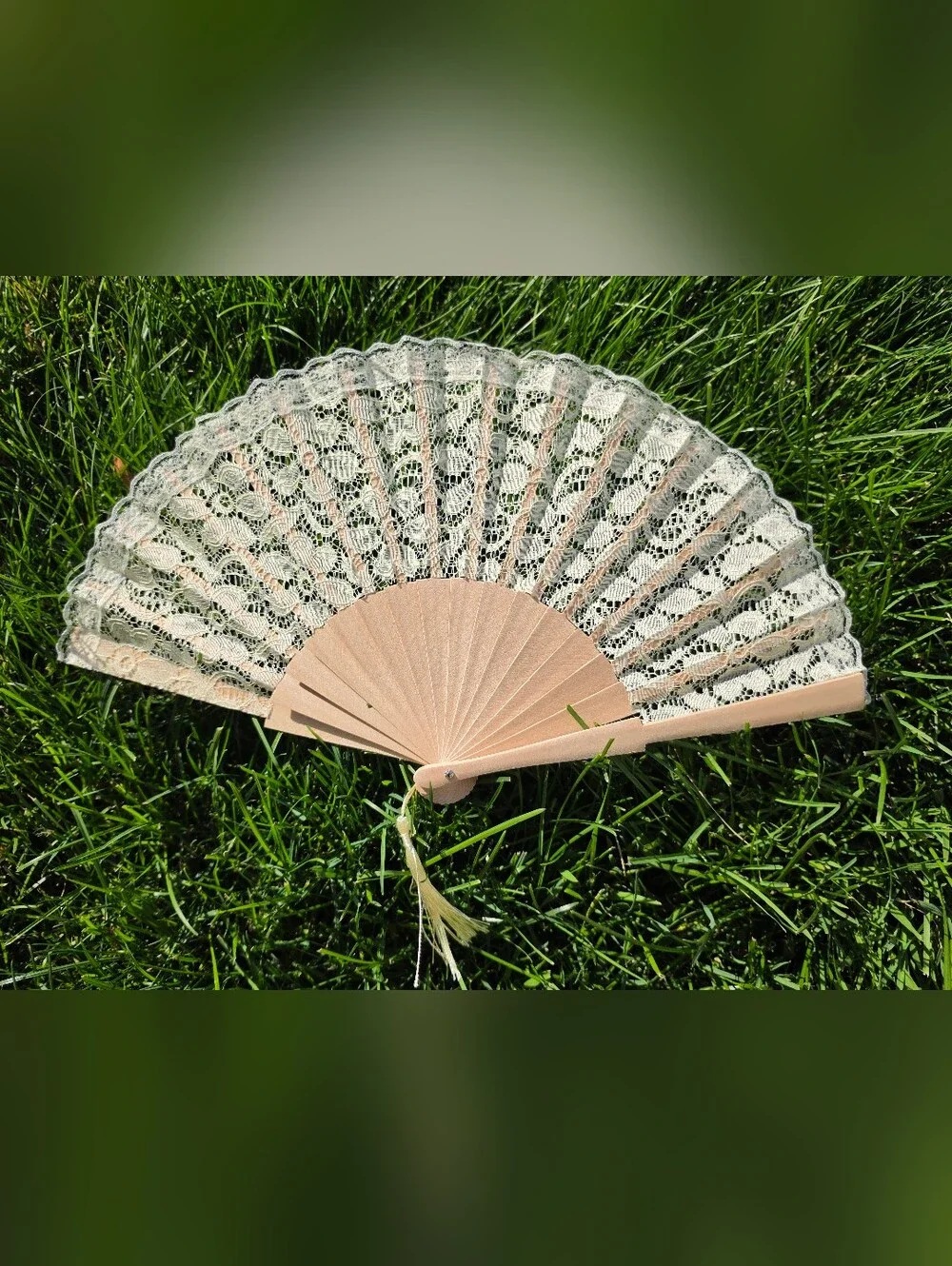 Ivory Beige Lace Fans for Wedding Ceremony